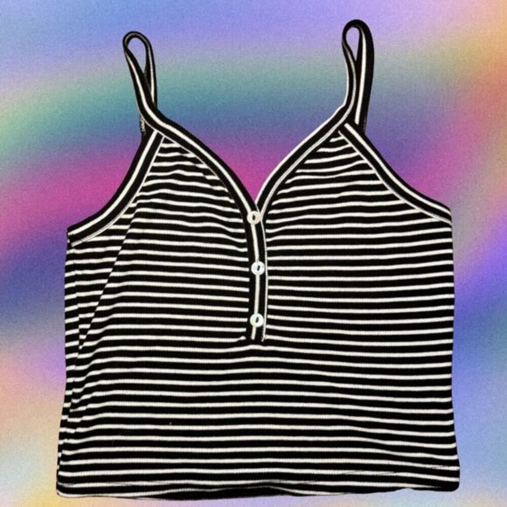 Size Medium Striped Button Down Tank‎ Top